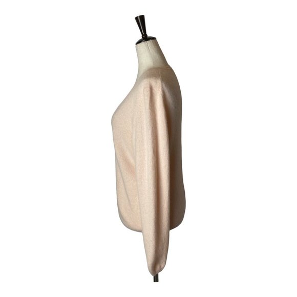 Charter Club Pink 100% 2 Ply Cashmere V- Neck Balloon Sleeve Sweater Size L - Picture 3 of 7